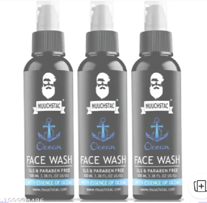 Ocean Face Wash for Men | Fight Acne & Pimples, Brighten Skin, Clears Dirt, Oil Control, Refreshing Feel - Multi-Action Formula | 100 ml | Pack of 3