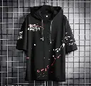 Sukhkarni Men's Best Elegant  Printed Half Sleeve Hooded T-Shirt
