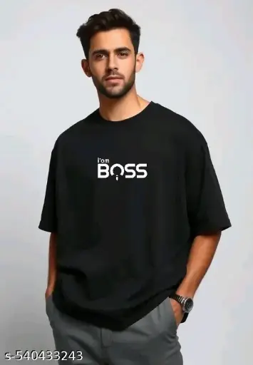 Men's Oversized Printed Black Stylish T-shirt 